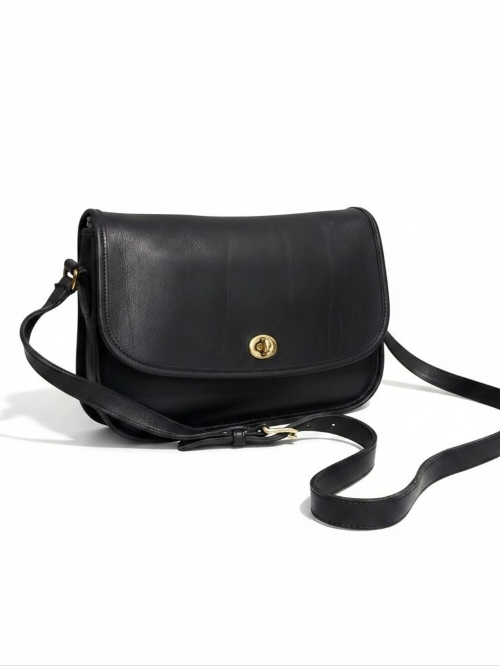 Coach Vintage Legacy City Bag Black Leather W/ Brass Turnlock Made United States